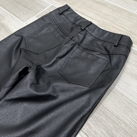 Princess Polly Macey High-Rise Straight Leg Vegan Faux Leather Pants in Black - Picture 10 of 16